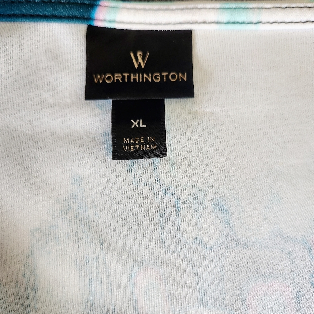 Worthington Peplum Dress Top Shirt Blue Pink White Sleeveless - Picture 6 of 7